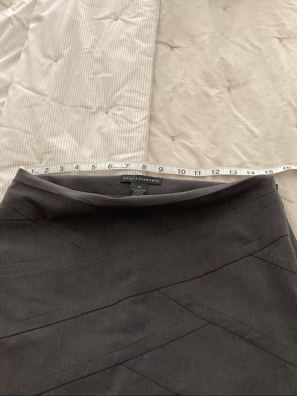 Grace Elements Dark Charcoal Ponte Panel Pencil Skirt